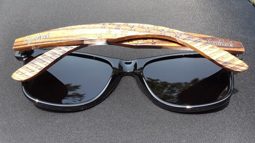 Zebrawood Sunglasses Stars and Bars With Wooden Case, Polarized
