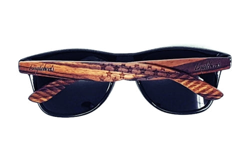 Zebrawood Sunglasses Stars and Bars With Wooden Case, Polarized