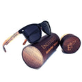 Zebrawood Sunglasses Stars and Bars With Wooden Case, Polarized