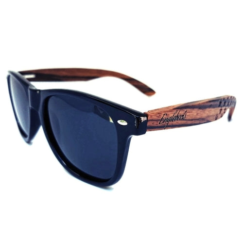 Zebrawood Sunglasses Stars and Bars With Wooden Case, Polarized