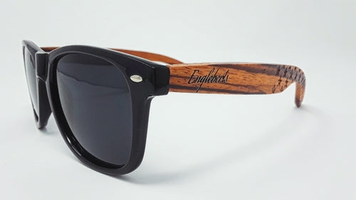 Zebrawood Sunglasses Stars and Bars With Wooden Case, Polarized